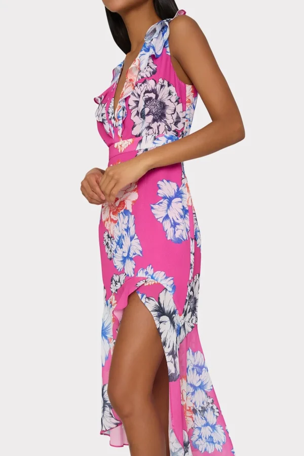 Sundresses-MILLY Nanci Petals In Bloom Ruffle Dress Pink Multi