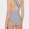 Jumpsuits & Rompers-MILLY Nautical Stripe One Shoulder One Piece Navy/White