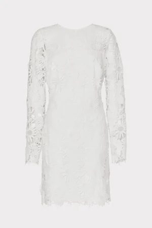 White Dresses-MILLY Nessa 3D Lace Dress White