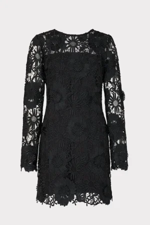 Little Black Dresses-MILLY Nessa 3D Lace Dress Black