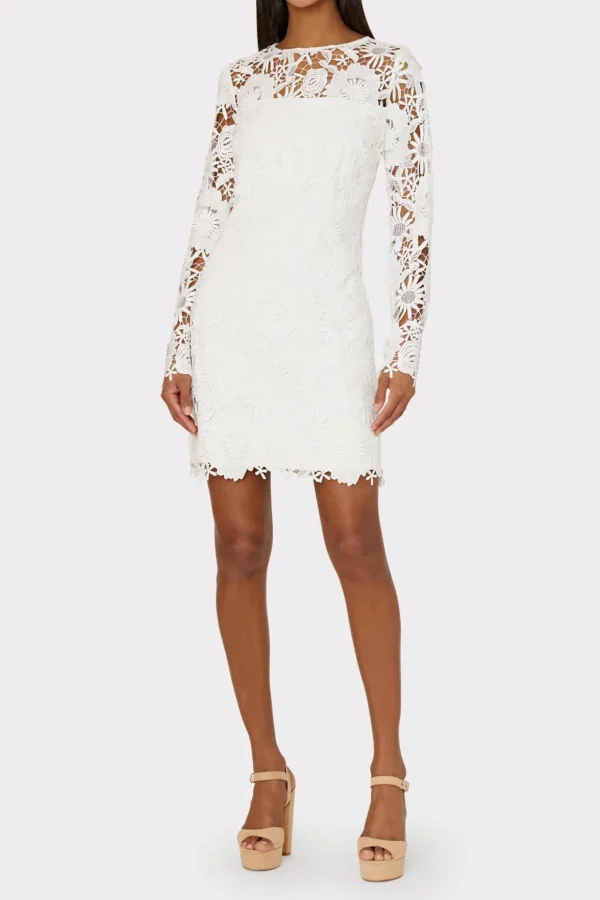 nessa_d_lace_dress_1-1.webp White Dresses-MILLY Nessa 3D Lace Dress White