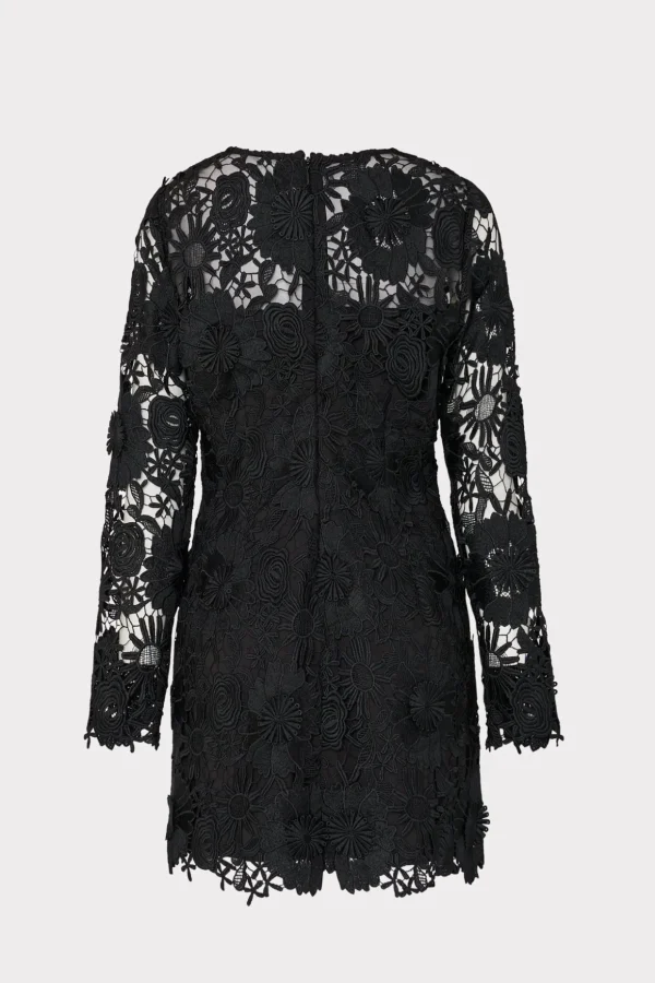 Little Black Dresses-MILLY Nessa 3D Lace Dress Black