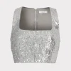 Tops-MILLY Nickie Sequins Crop Top Silver