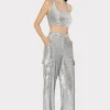 Tops-MILLY Nickie Sequins Crop Top Silver