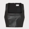 Matching Sets-MILLY Nickie Vegan Leather Crop Top Black