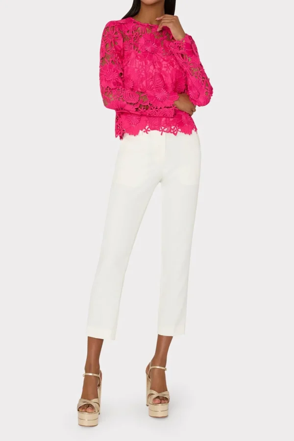 nori_d_lace_shirt_1-1.webp Jumpsuits & Rompers-MILLY Nori 3D Lace Shirt Milly Pink