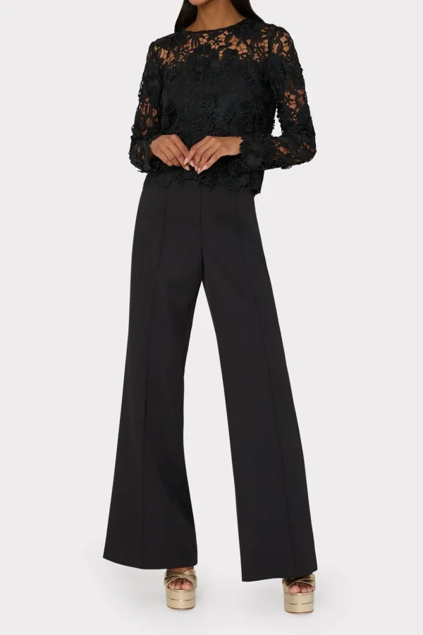 Jumpsuits & Rompers-MILLY Nori 3D Lace Shirt Black