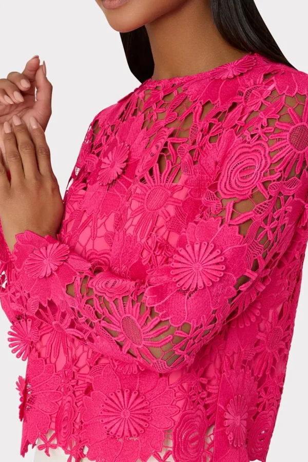 nori_d_lace_shirt_2-1.webp Jumpsuits & Rompers-MILLY Nori 3D Lace Shirt Milly Pink