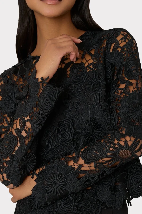 nori_d_lace_shirt_2-2.webp Tops-MILLY Nori 3D Lace Shirt Black
