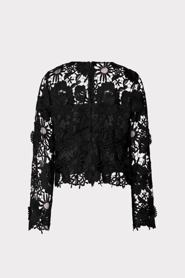 Jumpsuits & Rompers-MILLY Nori 3D Lace Shirt Black