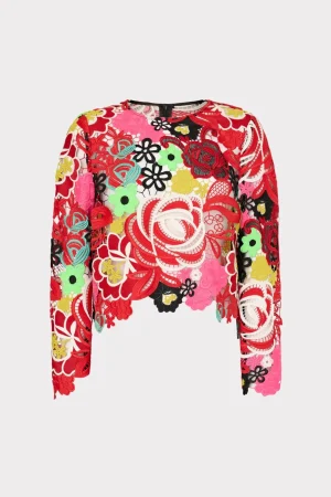 nori_multi_color_lace_top_0-1.webp Tops-MILLY Nori Multi Color Lace Top Red Multi