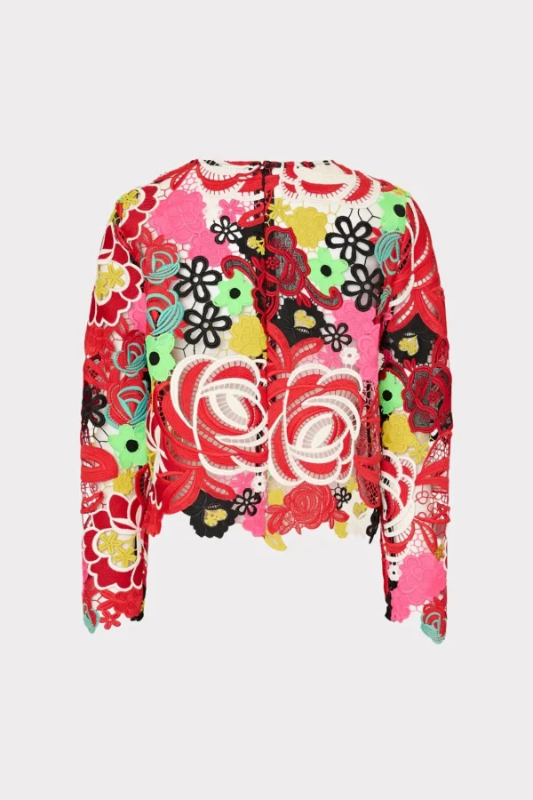 Tops-MILLY Nori Multi Color Lace Top Red Multi