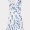 Sundresses-MILLY Novi Poppy Embroidery Wrap Dress White/Blue
