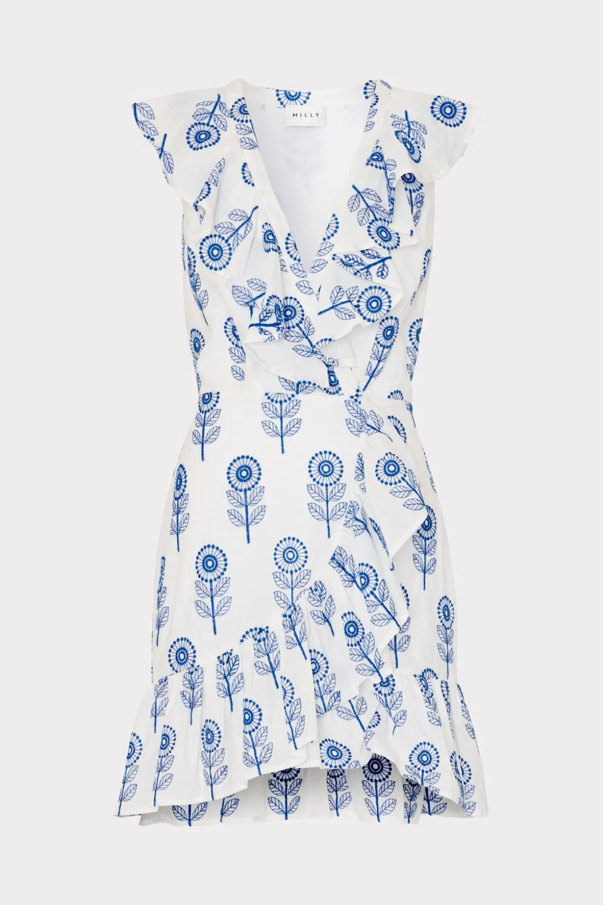 novi_poppy_embroidery_wra_0.webp Jumpsuits & Rompers-MILLY Novi Poppy Embroidery Wrap Dress White/Blue