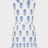 Jumpsuits & Rompers-MILLY Novi Poppy Embroidery Wrap Dress White/Blue