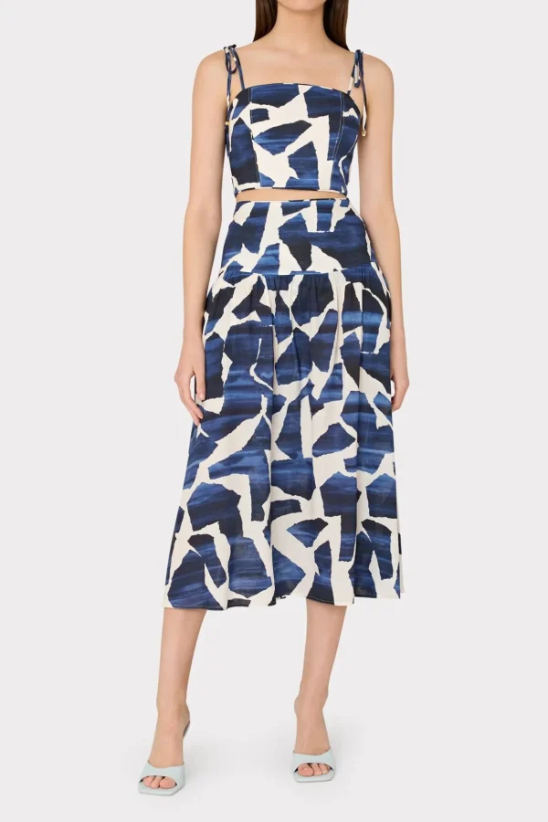 ocean_puzzle_viscose_line_1-2.webp Jumpsuits & Rompers-MILLY Ocean Puzzle Viscose Linen Tie Top Navy Multi