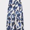 Cover-Ups-MILLY Ocean Puzzle Viscose Linen Skirt Navy Multi