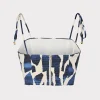 Cover-Ups-MILLY Ocean Puzzle Viscose Linen Tie Top Navy Multi
