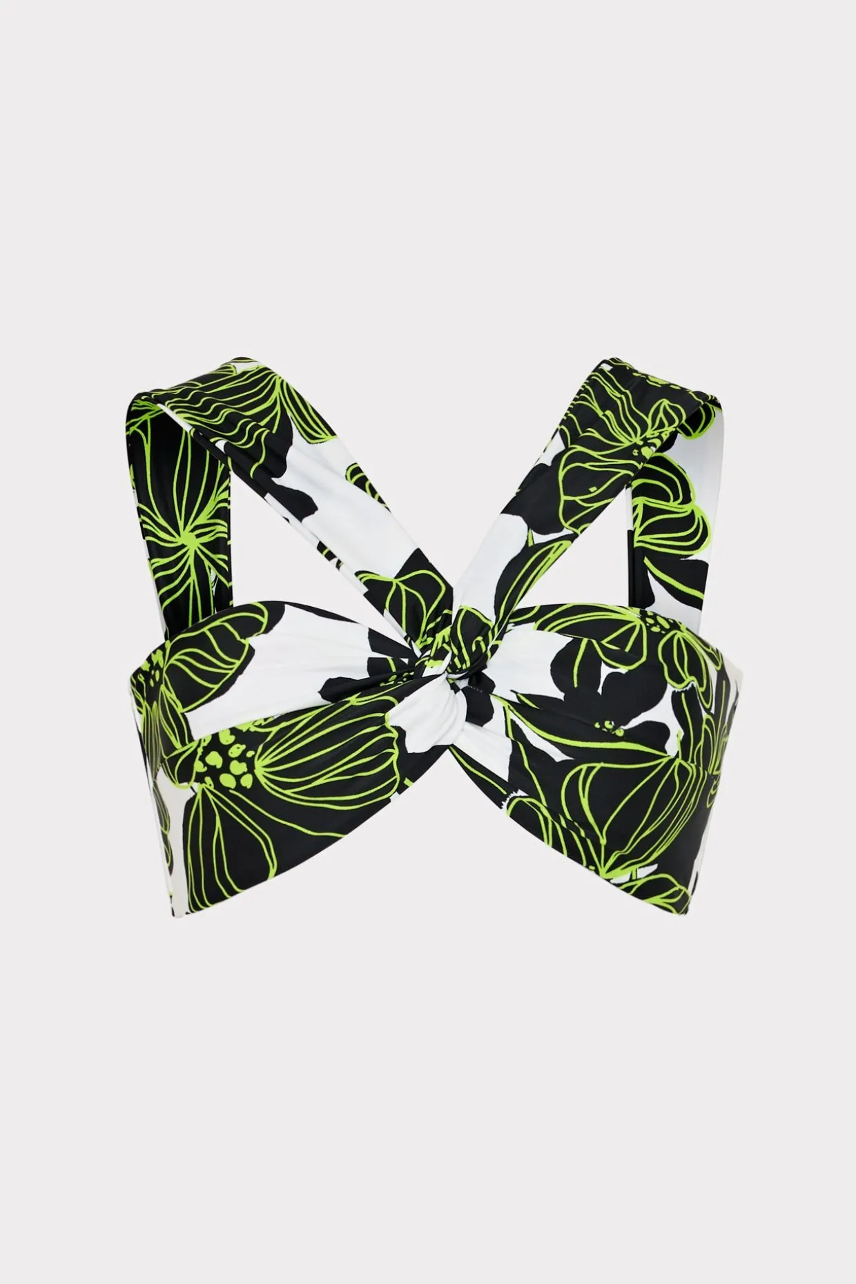 olivia_sea_of_petals_drap_0.webp Bikinis-MILLY Olivia Sea Of Petals Draped Bandeau Top Chartreuse/Black