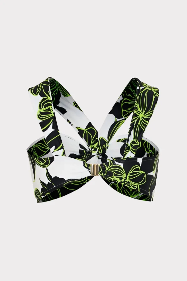 olivia_sea_of_petals_drap_7.webp Bikinis-MILLY Olivia Sea Of Petals Draped Bandeau Top Chartreuse/Black