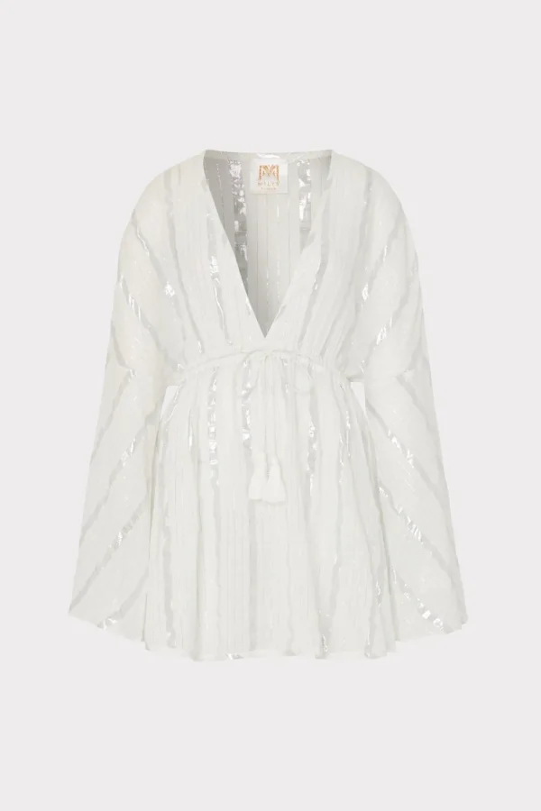 Cover-Ups-MILLY Olympia Lurex Stripe Coverup Dress White