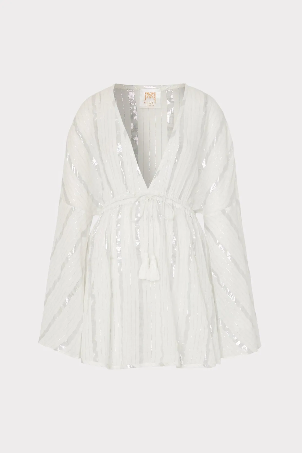 Cover-Ups-MILLY Olympia Lurex Stripe Coverup Dress White