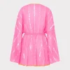 Cover-Ups-MILLY Olympia Lurex Stripe Coverup Dress Pink/Coral