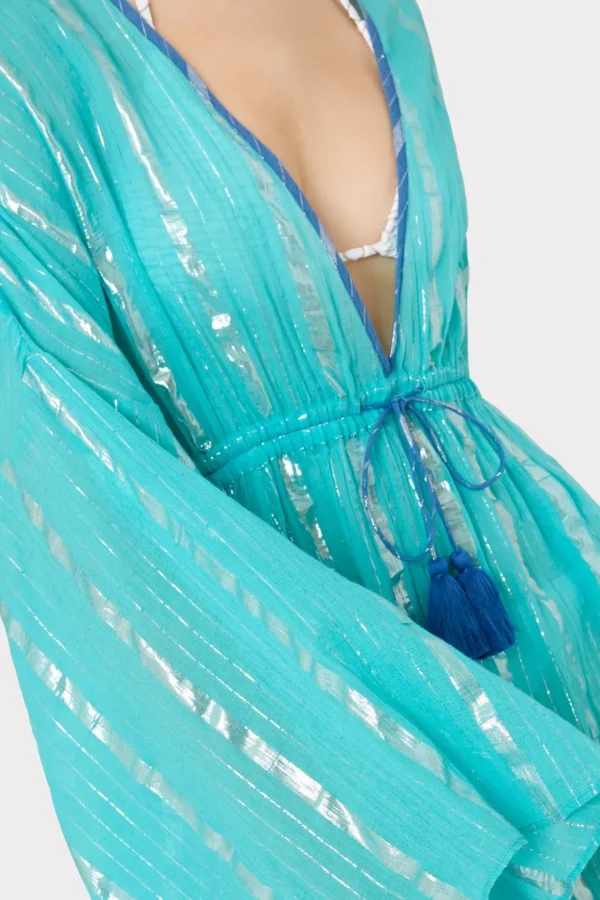 olympia_lurex_stripe_cove_1-3.webp Jumpsuits & Rompers-MILLY Olympia Lurex Stripe Coverup Dress Turquoise/Blue