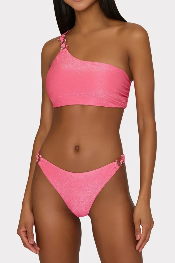 one_shoulder_oring_bikini_1.webp Jumpsuits & Rompers-MILLY One Shoulder O-Ring Bikini Top Shimmer Pink