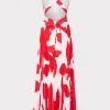 oria_grand_foliage_pleate_3-3.webp Cocktail Dresses-MILLY Oria Grand Foliage Pleated Dress Red/White