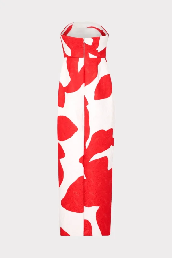 Evening Gowns-MILLY Orion Grand Foliage Dress Red/White