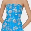Cocktail Dresses-MILLY Orion Sequin Embellished Linen Dress Blue/White