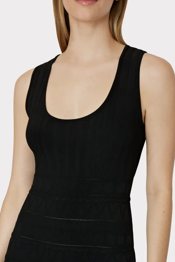 Little Black Dresses-MILLY Pepper Knit Ruffle Mini Dress Black