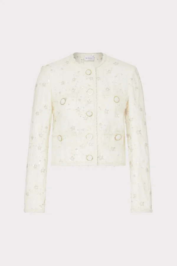 Coats & Jackets-MILLY Pheobe Beaded Jacket Ecru