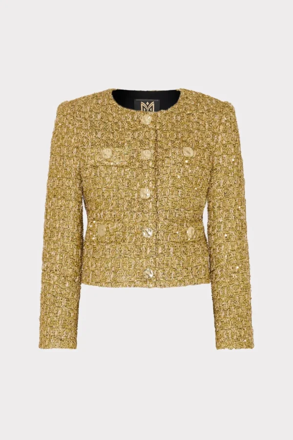 Coats & Jackets-MILLY Pheobe Metallic Tweed Jacket Gold