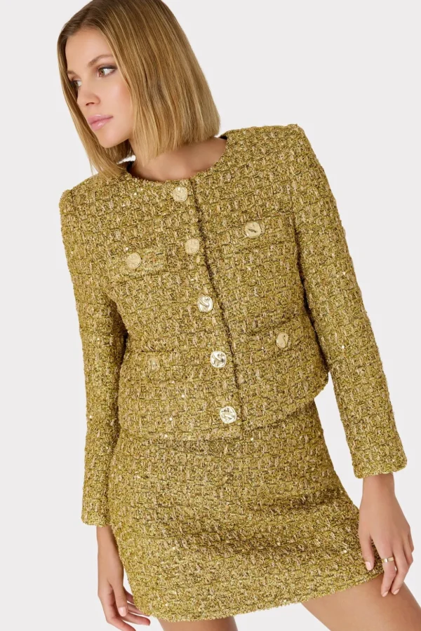 Coats & Jackets-MILLY Pheobe Metallic Tweed Jacket Gold