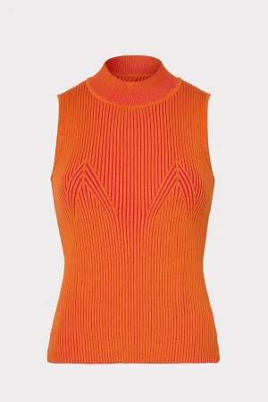 Matching Sets-MILLY Plaited Knit Shell Top Pink/Coral