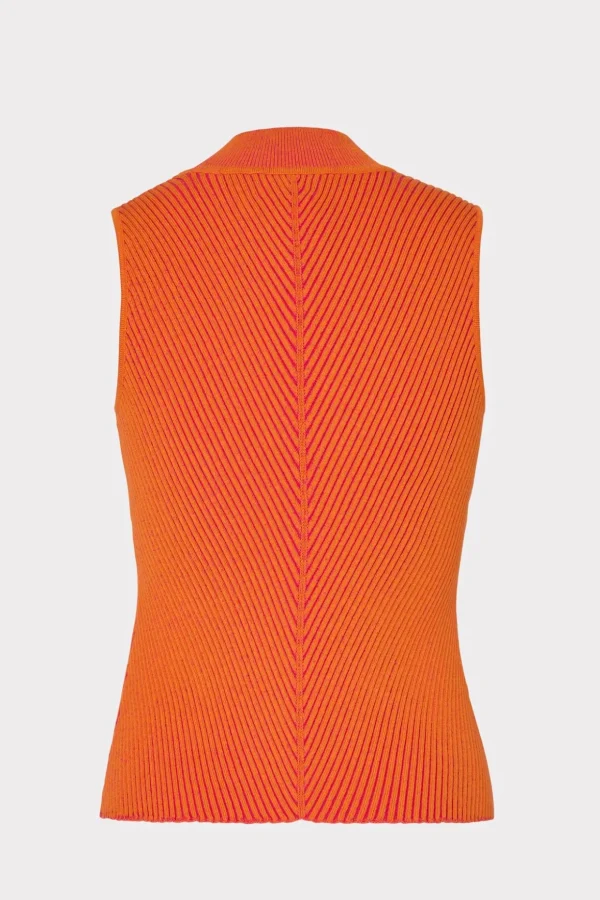 Sweaters & Knits-MILLY Plaited Knit Shell Top Pink/Coral