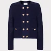 Coats & Jackets-MILLY Pointelle Textured Knit Jacket Navy