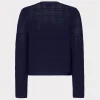 Coats & Jackets-MILLY Pointelle Textured Knit Jacket Navy