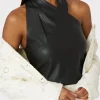 Jumpsuits & Rompers-MILLY Preston Vegan Leather Top Black