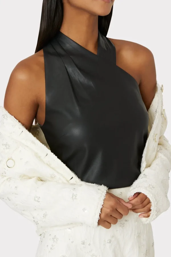 Jumpsuits & Rompers-MILLY Preston Vegan Leather Top Black