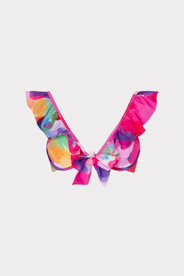 rainbow_waterfall_ruffle__0.webp Jumpsuits & Rompers-MILLY Rainbow Waterfall Ruffle Bikini Top Multi