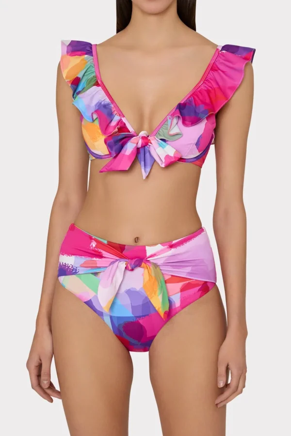rainbow_waterfall_ruffle__1.webp Jumpsuits & Rompers-MILLY Rainbow Waterfall Ruffle Bikini Top Multi
