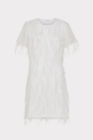 White Dresses-MILLY Rana Feather Dress White
