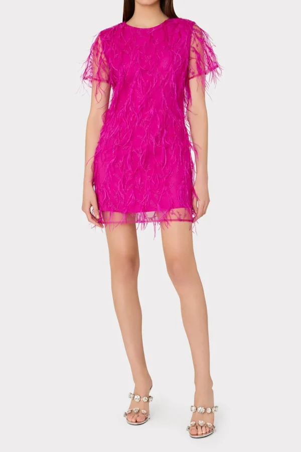 rana_feather_dress_1-1.webp Pink Dresses-MILLY Rana Feather Dress Fuchsia