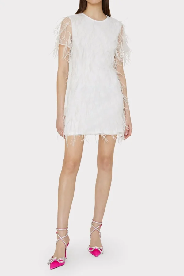 rana_feather_dress_1-2.webp White Dresses-MILLY Rana Feather Dress White
