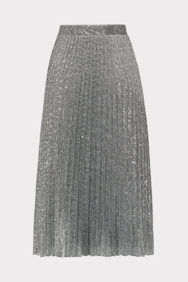 Skirts-MILLY Rayla Pleated Sequins Skirt Silver