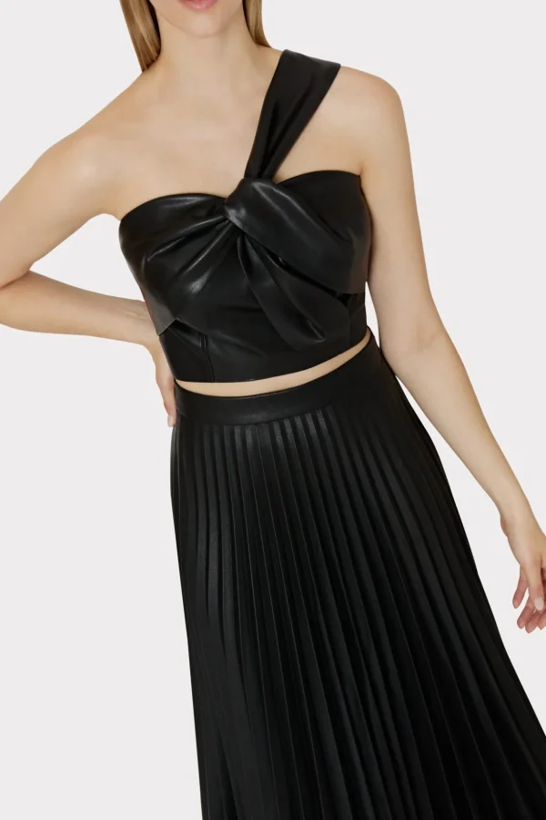 rayla_vegan_leather_pleat_2.webp Skirts-MILLY Rayla Vegan Leather Pleated Skirt Black