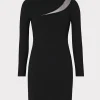 Knit Dresses-MILLY Ren Sheer Cut Out Mini Dress Black
